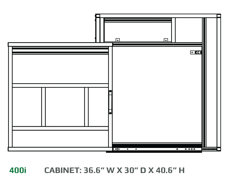 400i Class 1 Laser Marking Safety Cabinet Dimensions